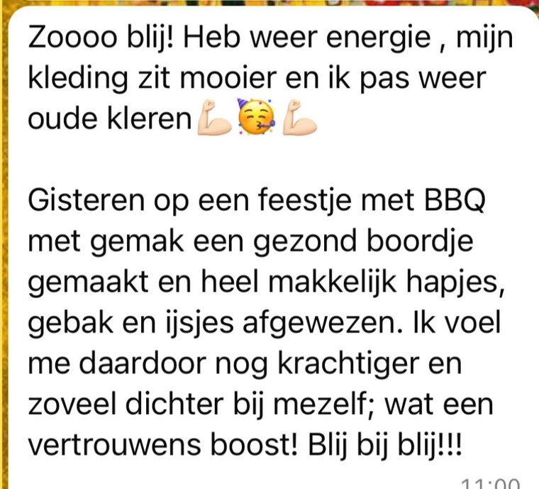 Weer energie, mijn kleding zit mooier en ik pas weer oude kleren