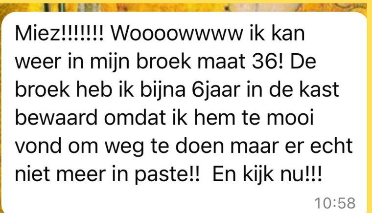 Ik kan weer in mijn broek maat 36